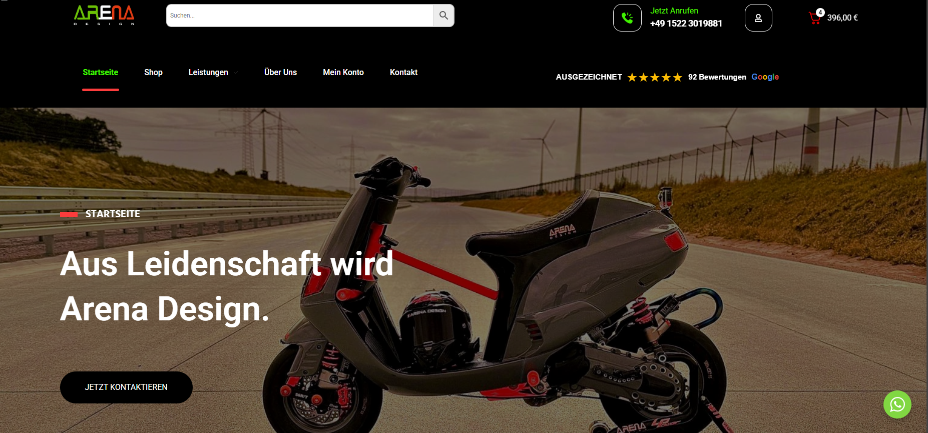 Arena Design Website Screenshot