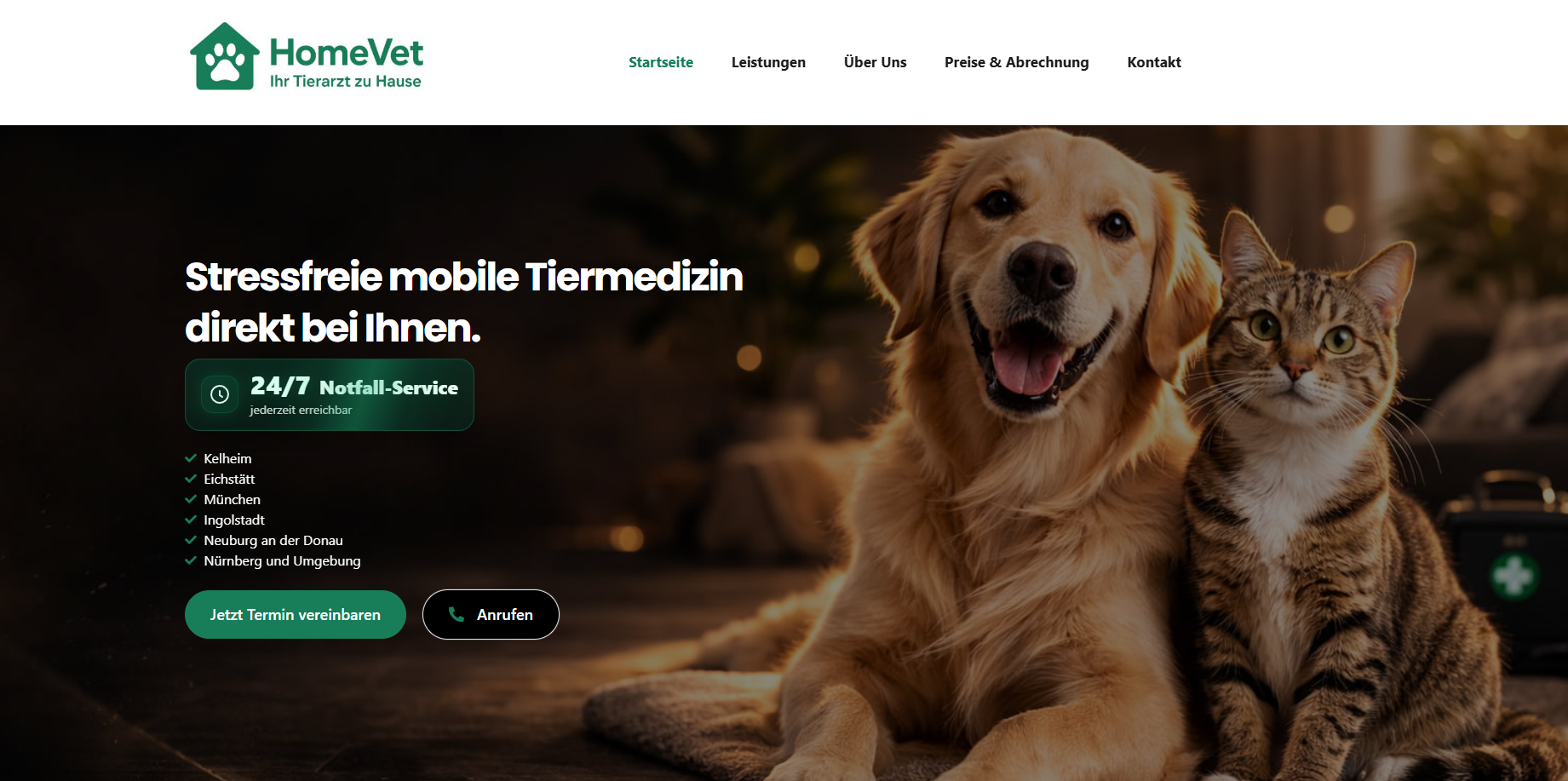 Homevet Tierarztpraxis Website Screenshot