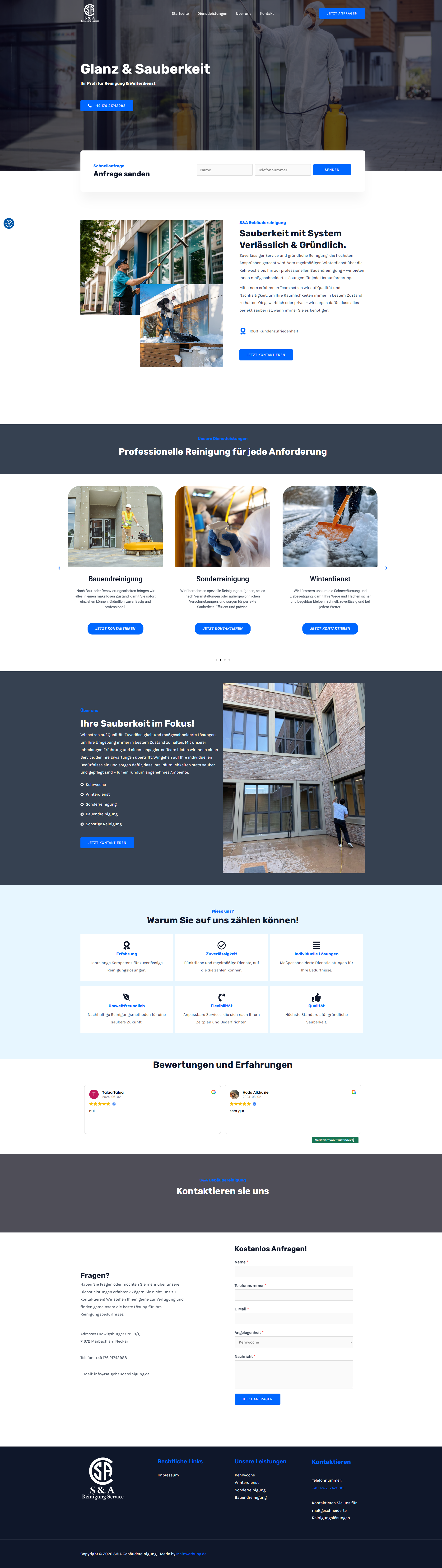 Website SA Gebäudereinigung