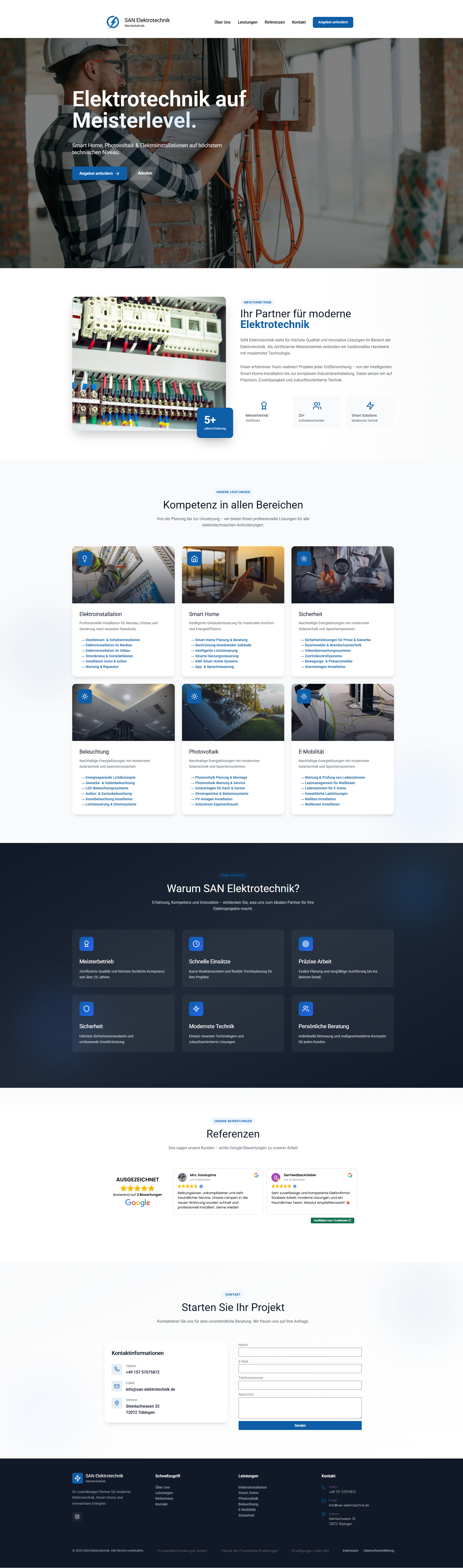 Website SAN Elektrotechnik